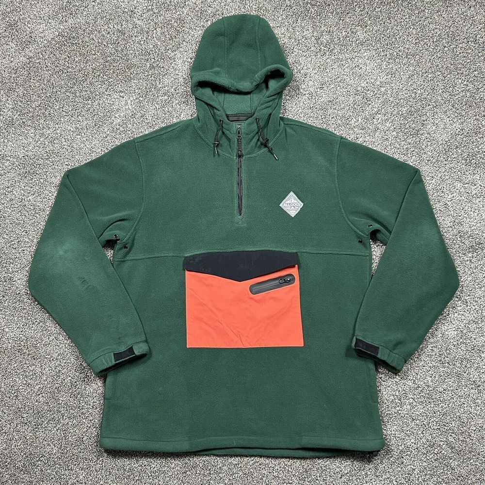 All Good Anorak Spray Jacket Olive Green Orange‎ Pullover Fleece Men XL     READ